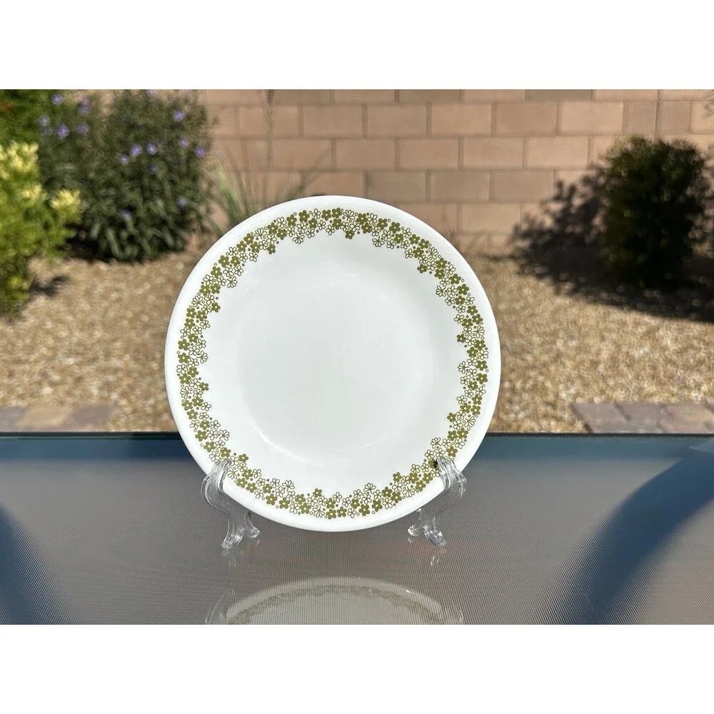 Set of 6 CORELLE by Corning SPRING BLOSSOM GREEN CRAZY DAISY 6 3/4” Bread Plates